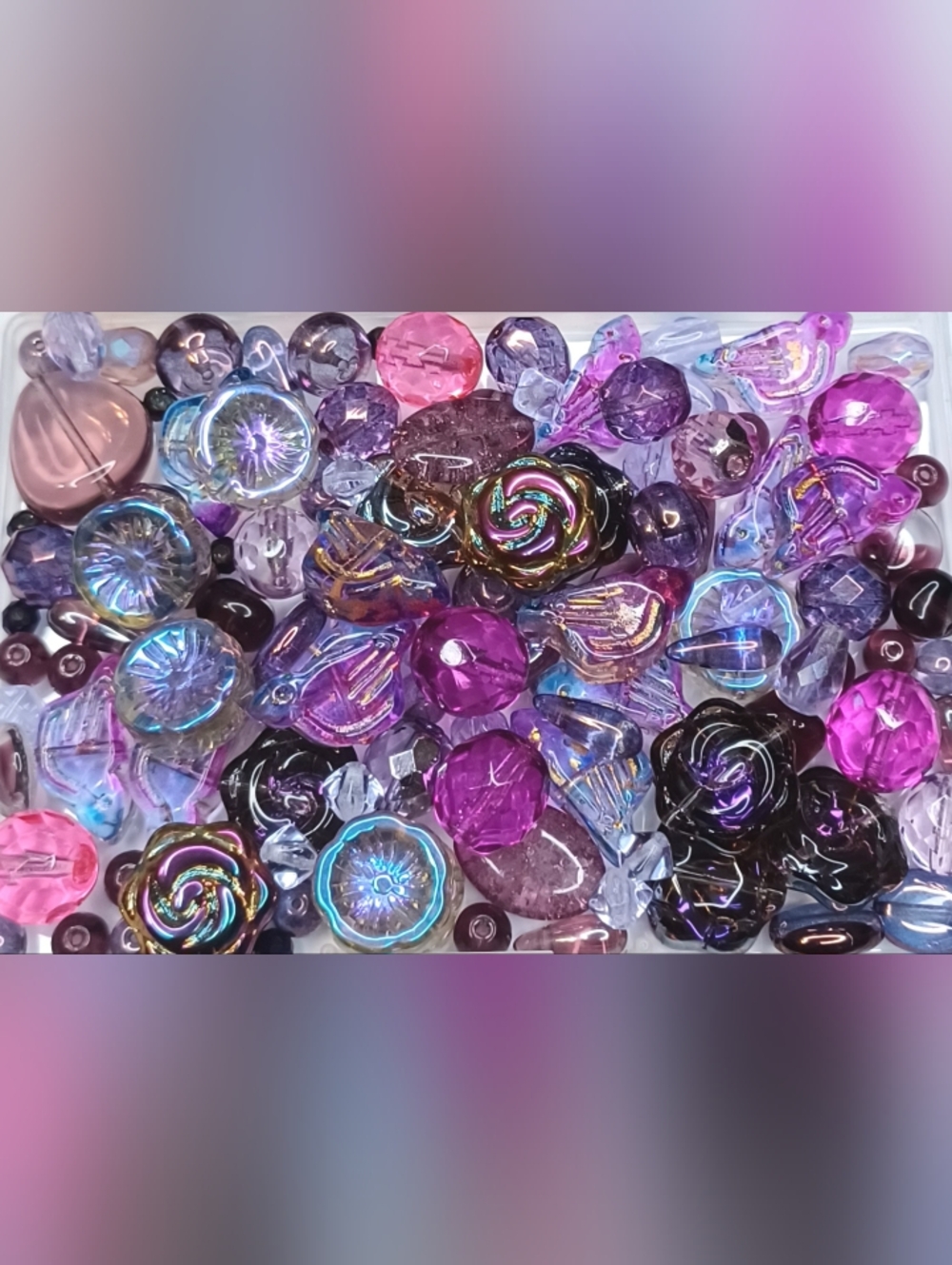 Glass beads loose purple mix 100pcs